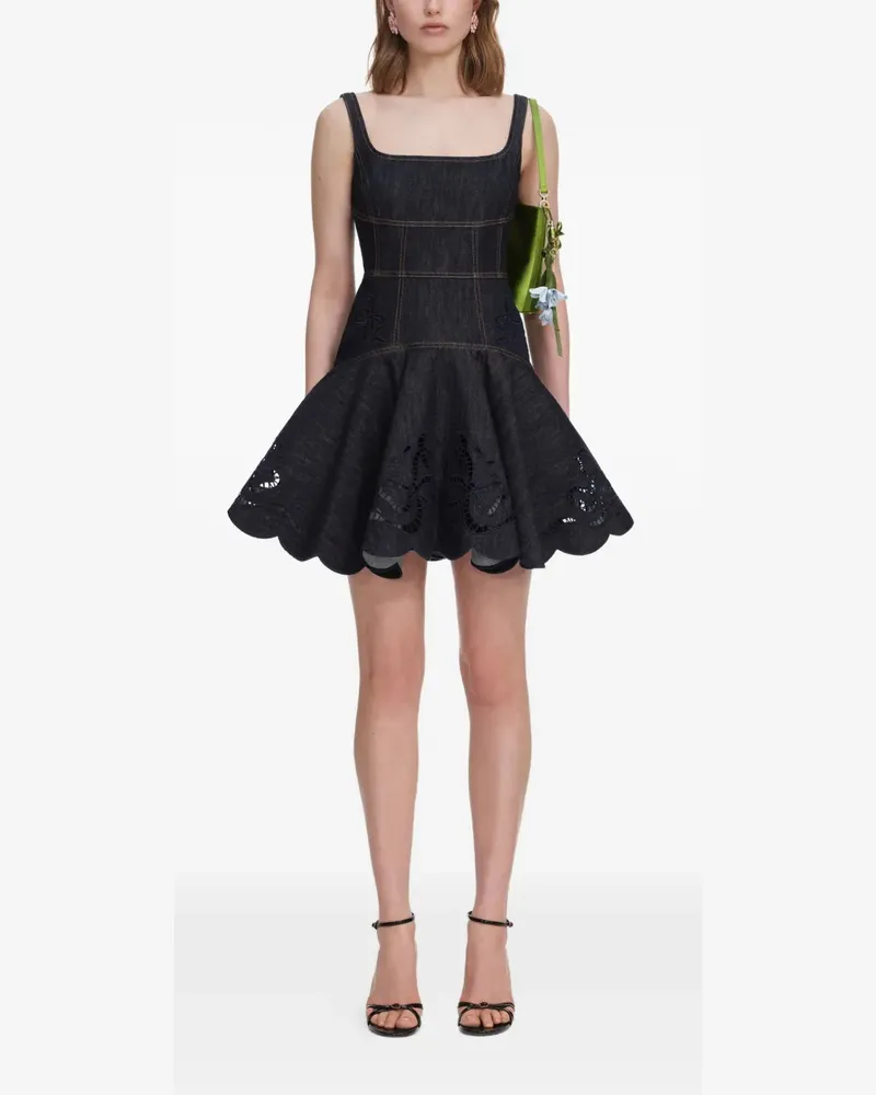 Self-Portrait broderie-anglaise flared mini dress - Blau Blau