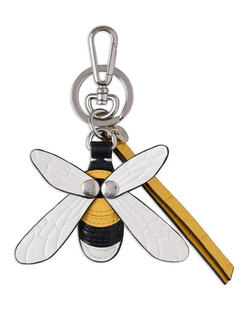 Mulberry British Summer bumblebee leather keyring - Weiß Weiß