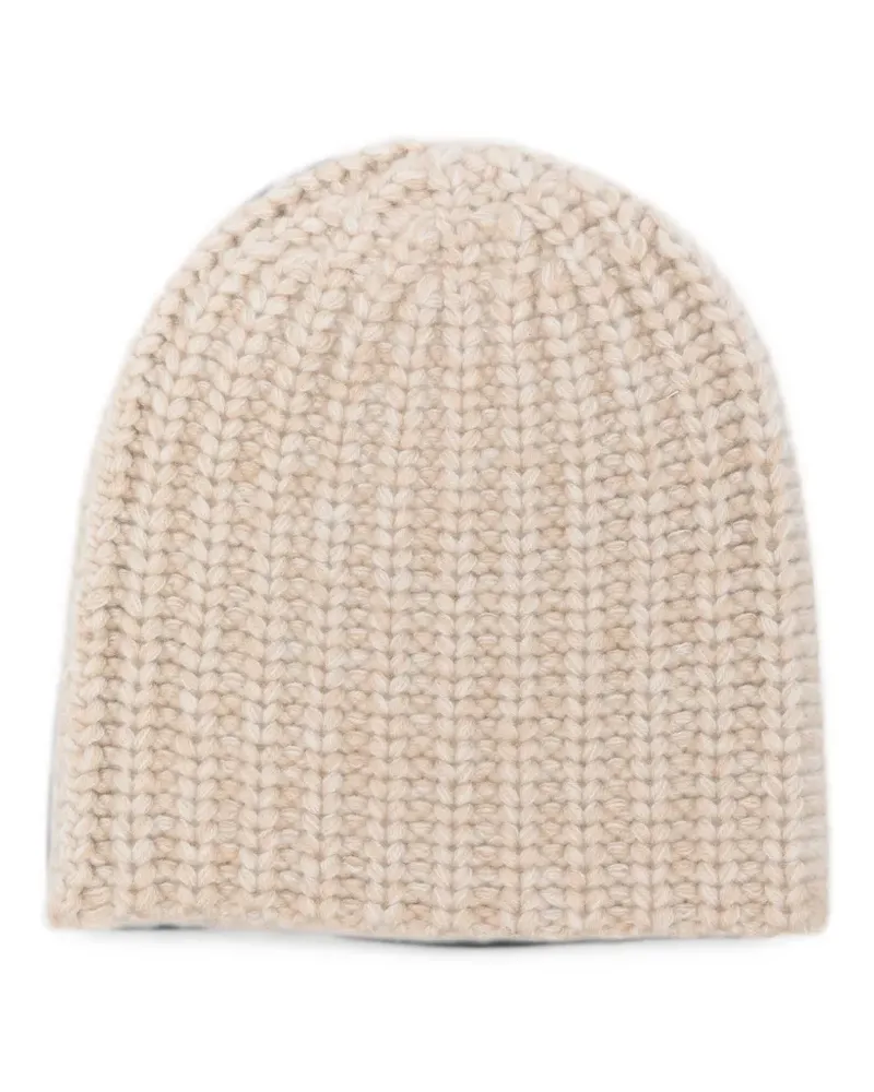 Liska chunky-knit cashmere beanie hat - Nude Nude