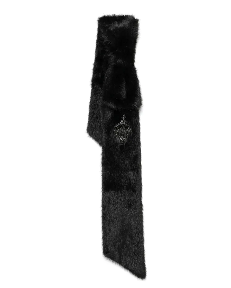 Simone Rocha Schal aus Faux Fur mit Schleife - Schwarz Schwarz