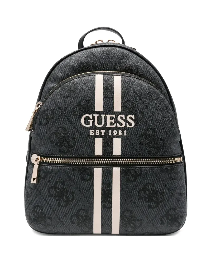 Guess Gestreifter Rucksack mit Logo - Schwarz Schwarz