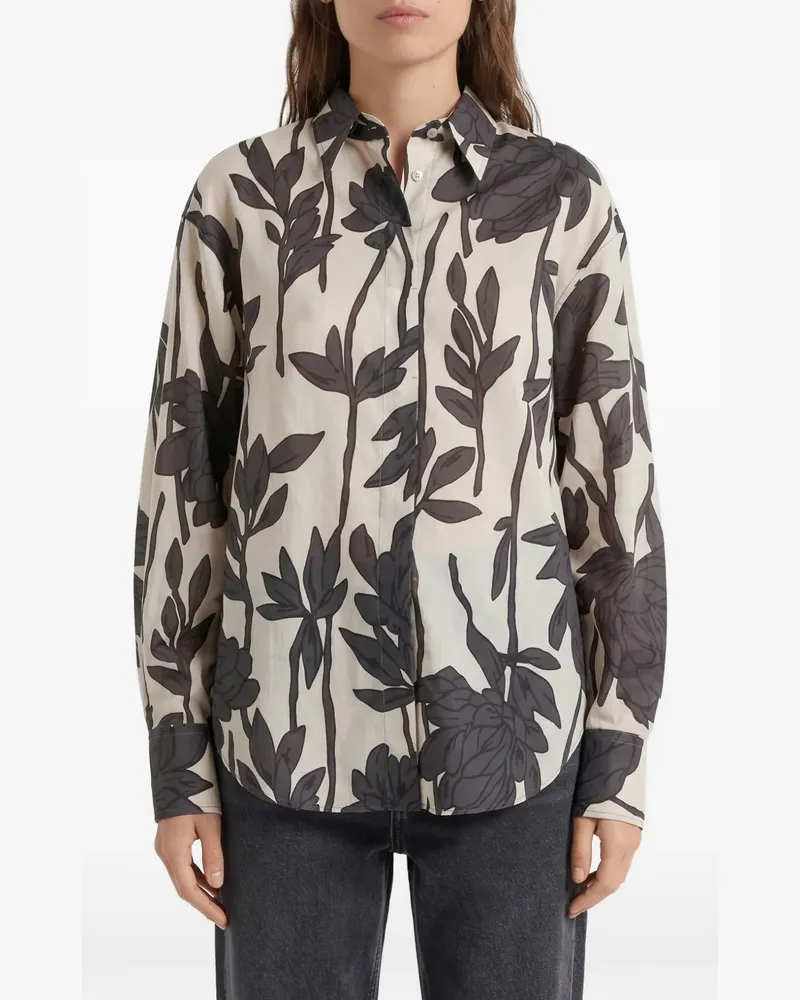 Brunello Cucinelli floral-print oversized shirt - Nude Nude