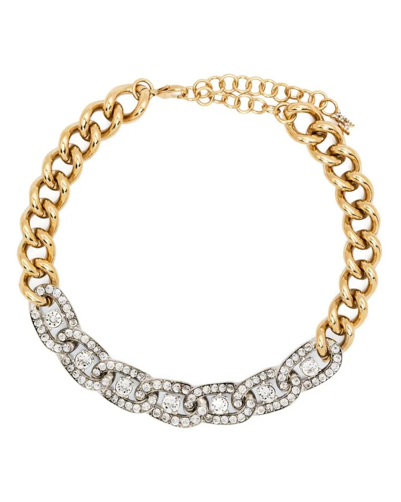 Amina Muaddi Matthew Choker mit Kristallen Gold