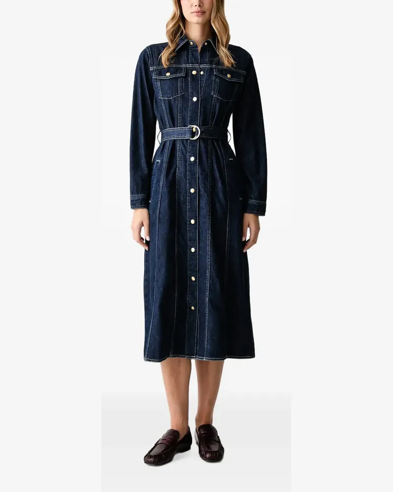 Gant Geknöpftes Midikleid mit Gürtel - Blau Blau