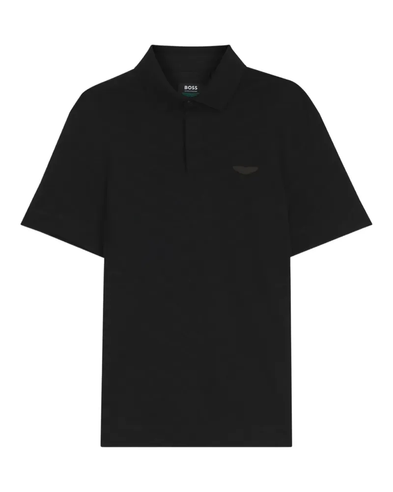 HUGO BOSS x Aston Martin Poloshirt aus merzerisiertem Baumwoll-Jacquard - Schwarz Schwarz