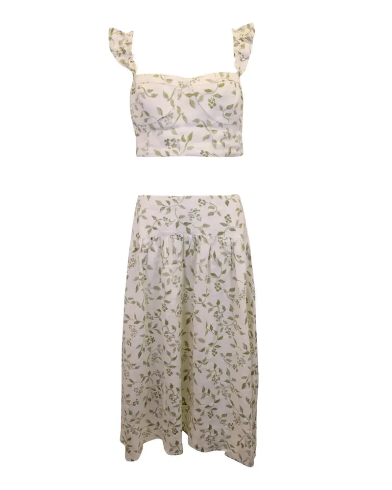 Reformation Gerüschter Rock mit Blumen-Print (2er-Set) - Nude Nude