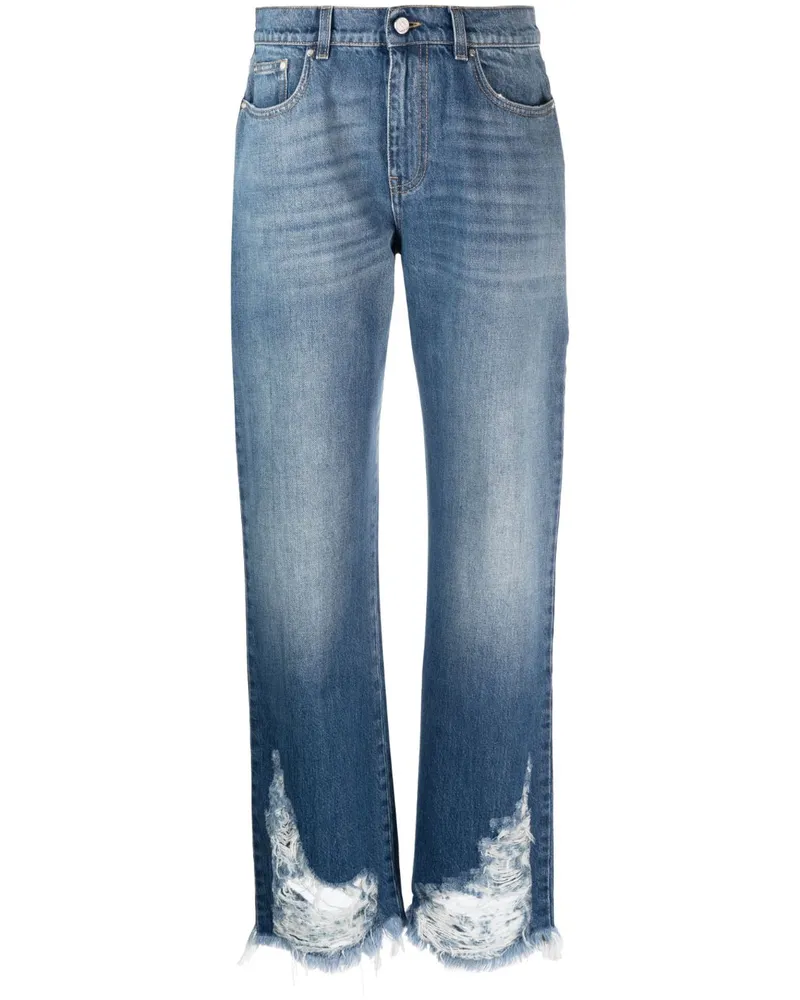 Stella McCartney Gerade Jeans mit Logo-Patch - Blau Blau