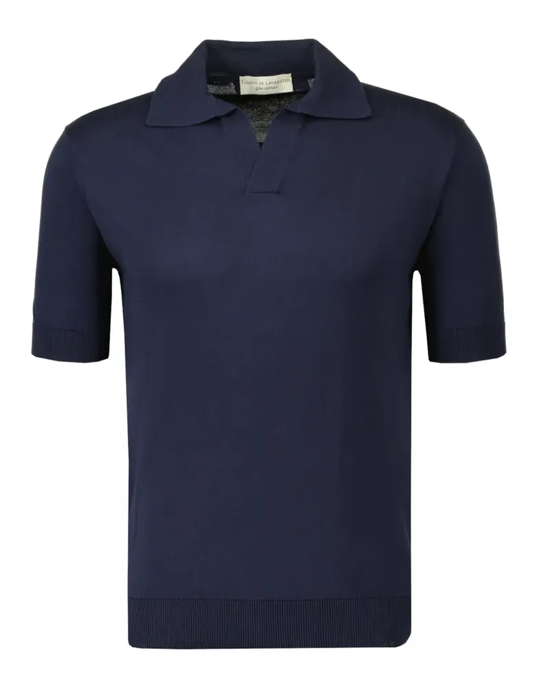 Filippo de Laurentiis V-neck short-sleeve cotton polo shirt - Blau Blau