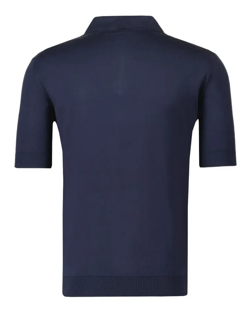 Filippo de Laurentiis V-neck short-sleeve cotton polo shirt - Blau Blau