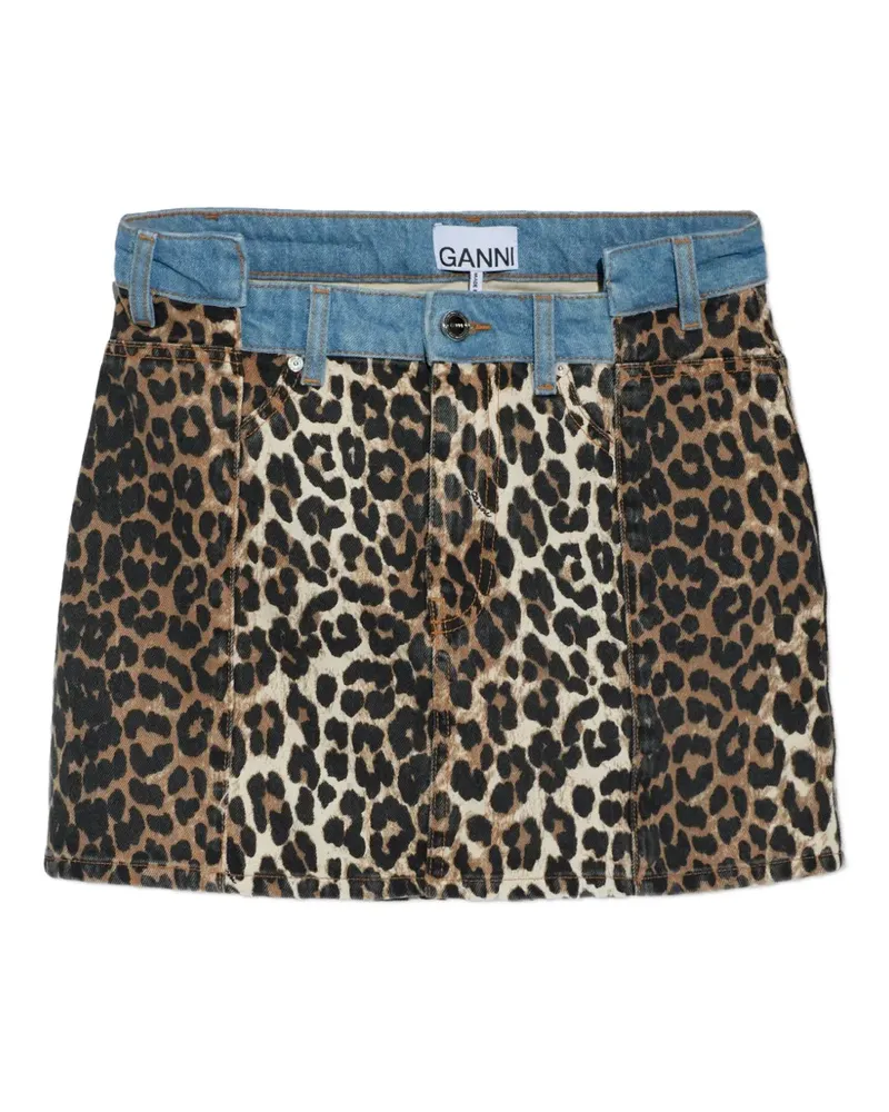 Ganni Minirock mit Leopardenprint - Braun Braun