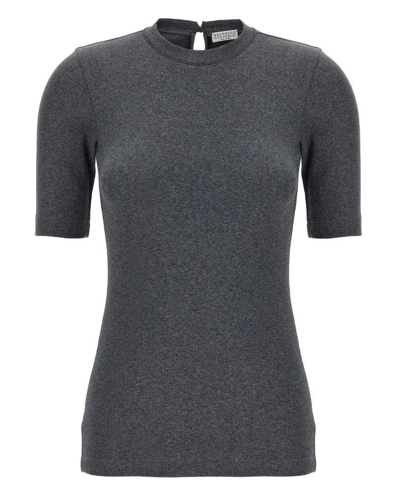 Brunello Cucinelli Geripptes Monile T-Shirt - Grau Grau