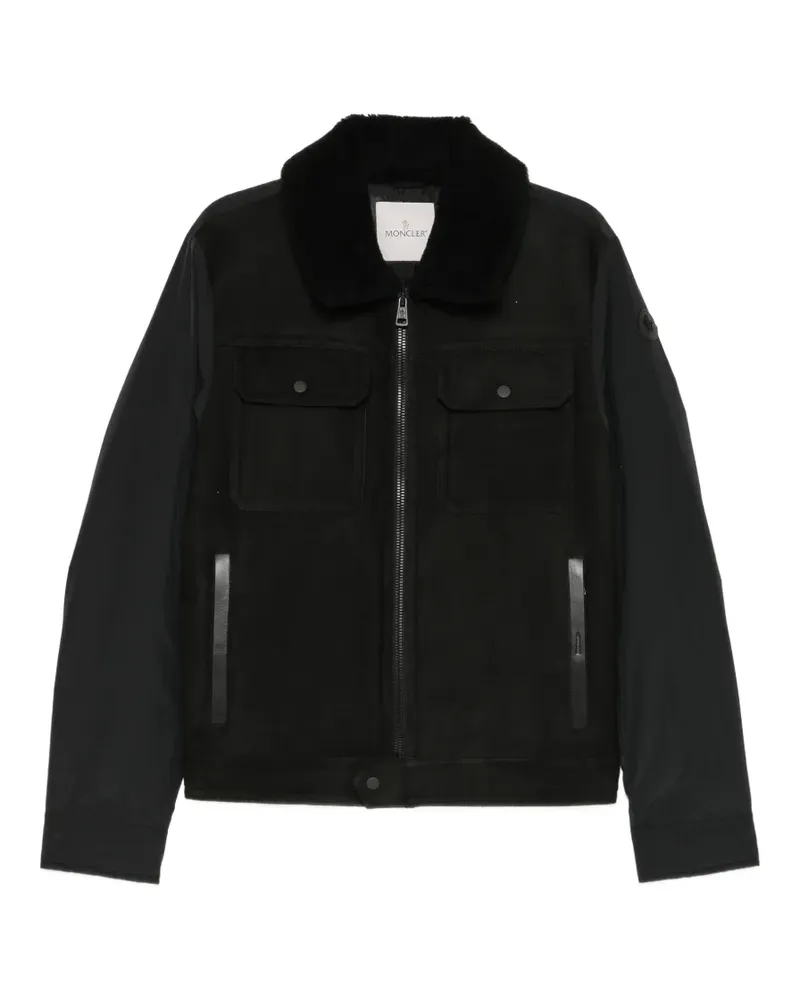 Moncler Jeansjacke mit Shearling-Kragen - Schwarz Schwarz