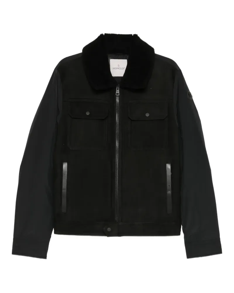 Moncler Jeansjacke mit Shearling-Kragen - Schwarz Schwarz
