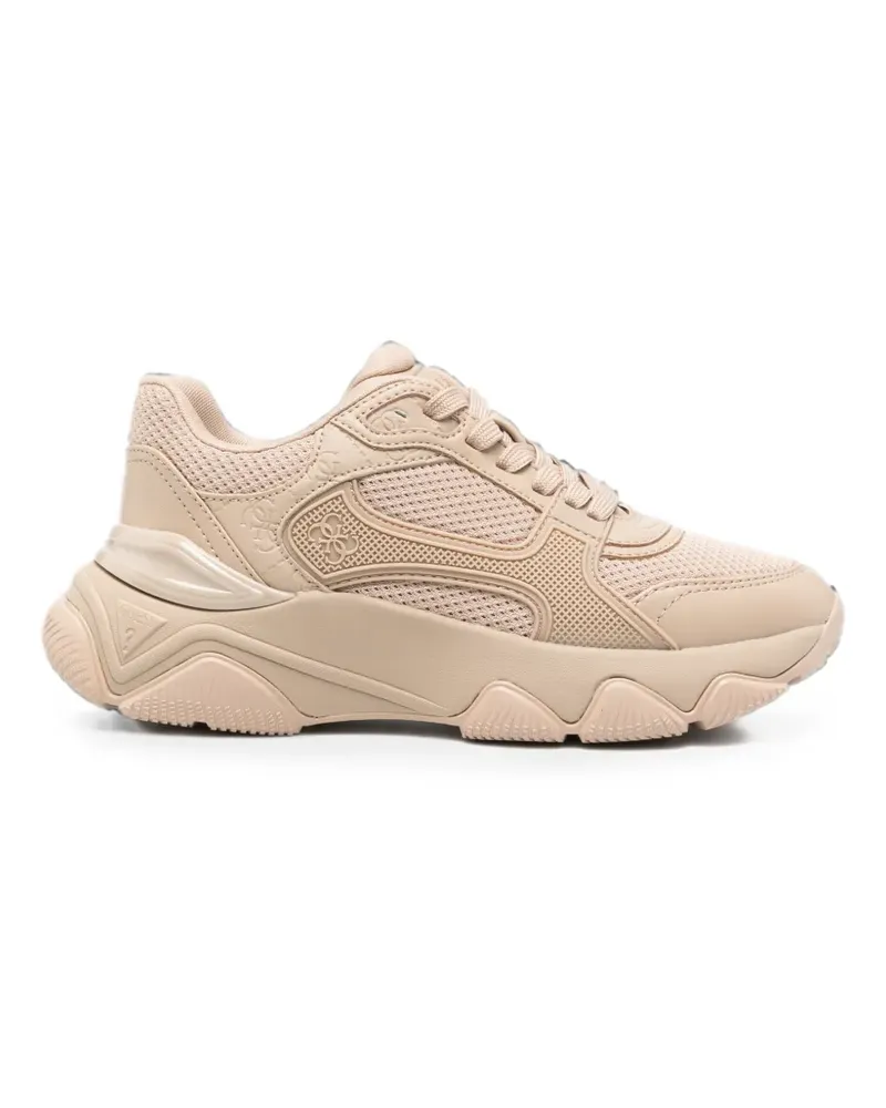 Guess logo-embossed leather sneakers - Nude Nude