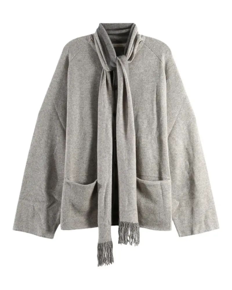 Ziggy Chen Cardigan mit Fransenschal - Grau Grau