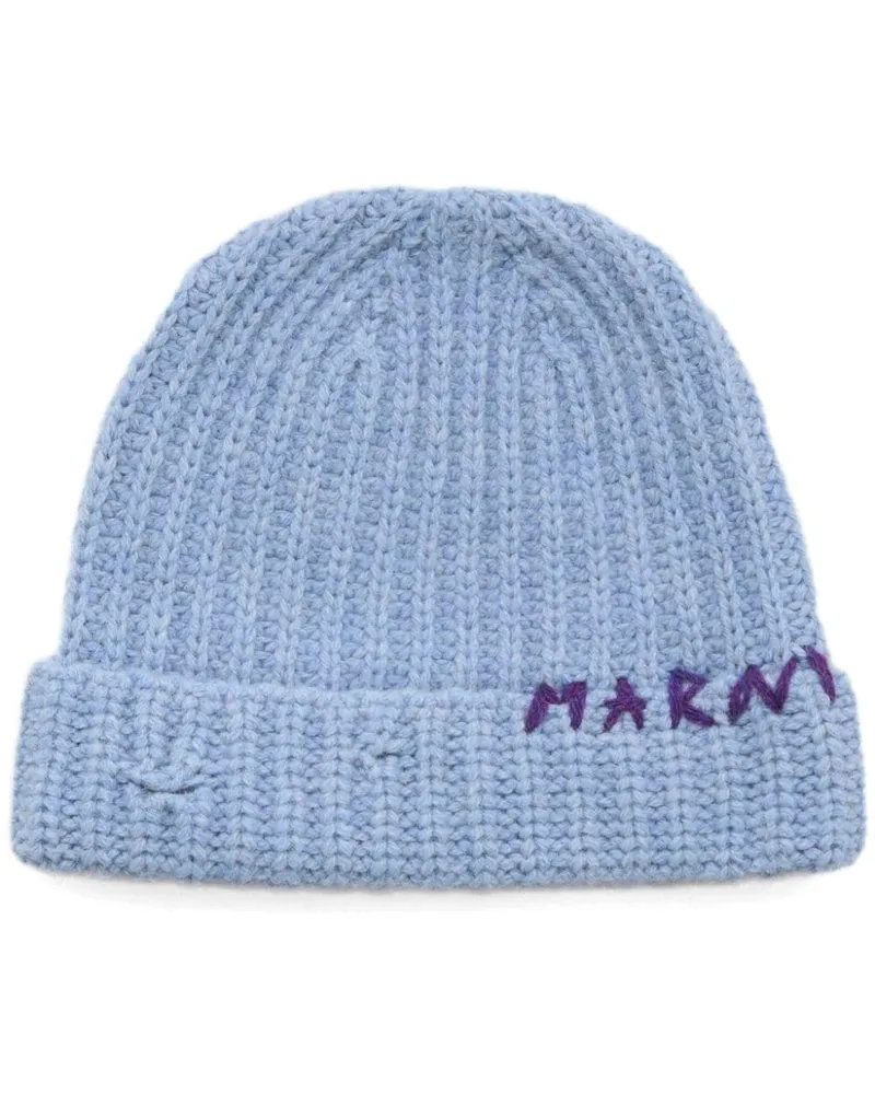 Marni Beanie mit Logo-Stickerei Blau