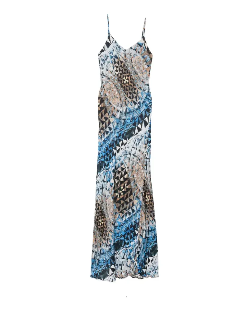 BCBGMAXAZRIA geometric-print V-neck maxi dress - Blau Blau