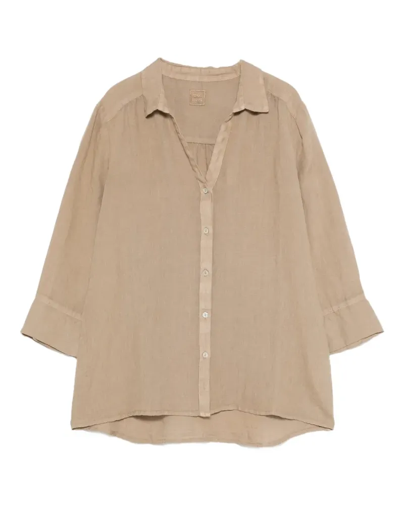 120% Lino collared shirt - Nude Nude