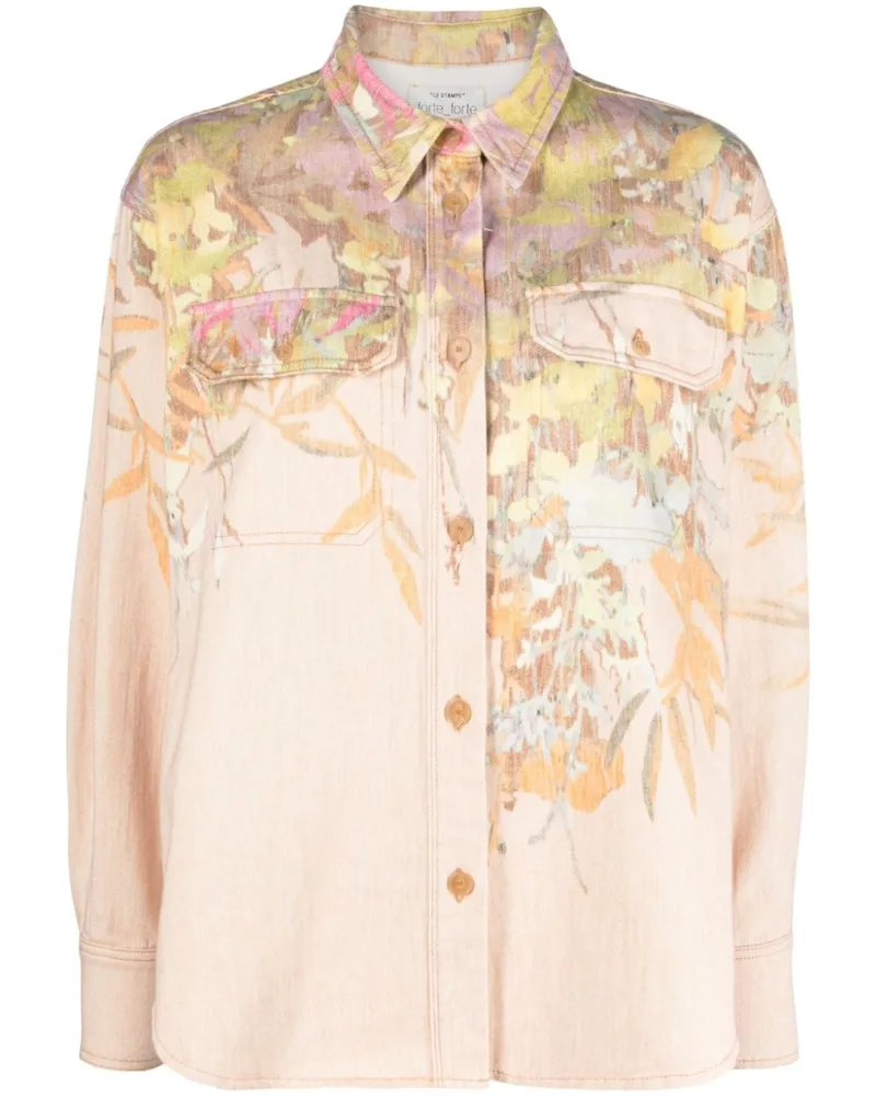 forte_forte Gemustertes Hemd - Nude Nude