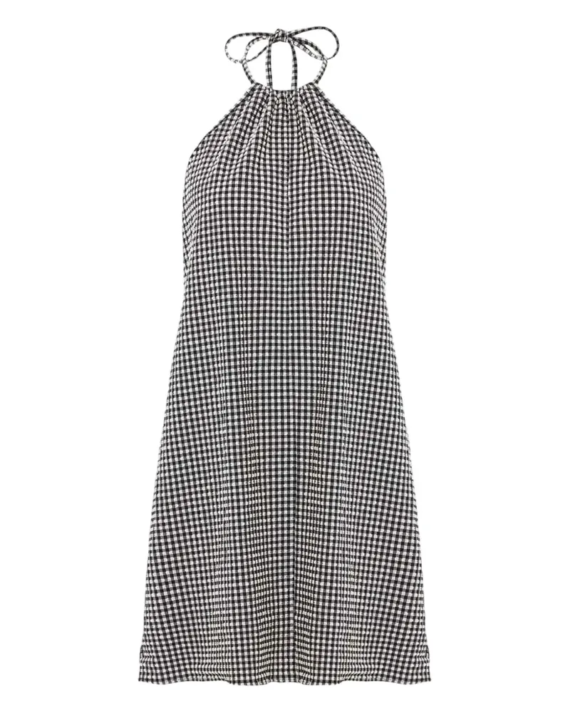Hunza G halterneck gingham seersucker mini dress - Weiß Weiß