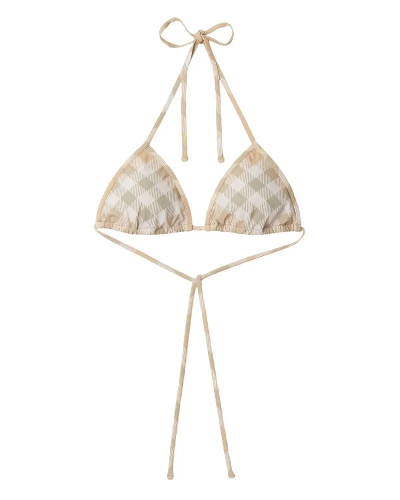 Burberry checked triangle bikini top Nude