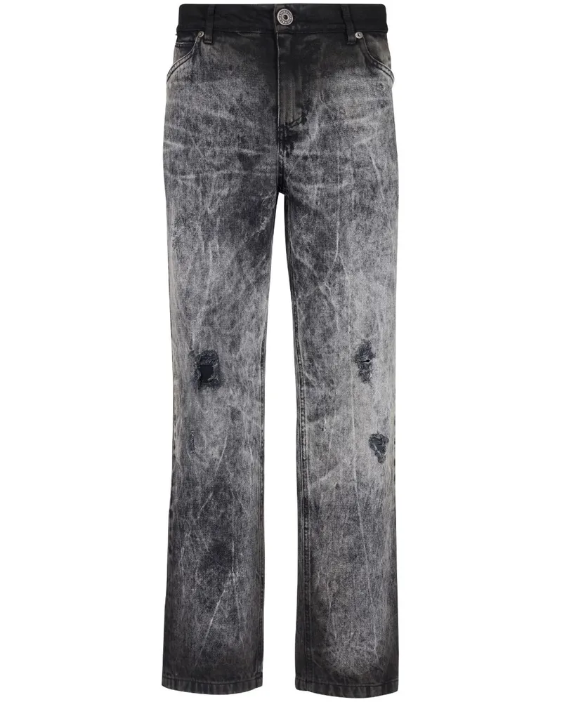Balmain Halbhohe Straight-Leg-Jeans - Schwarz Schwarz