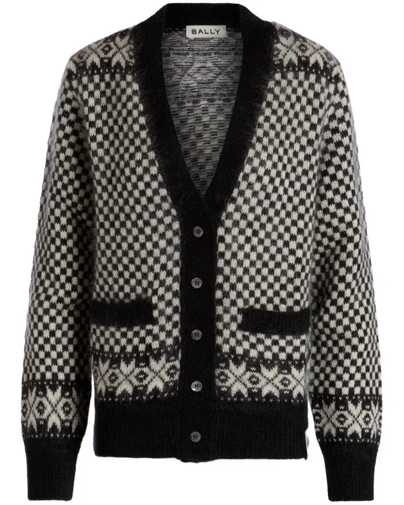 Bally Cardigan mit Jacquardmuster - Schwarz Schwarz