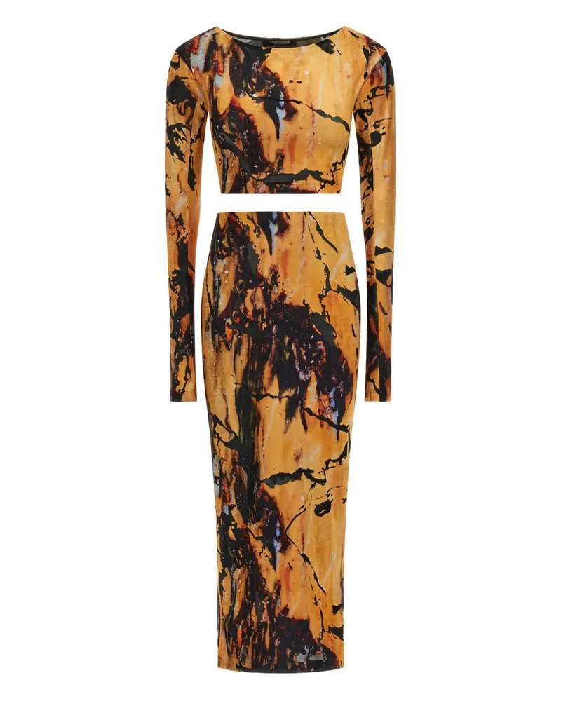 Roberto Cavalli Midirock mit Marmor-Print (2er-Set) - Gelb Gelb