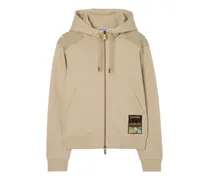 landscape-label zip hoodie - Nude