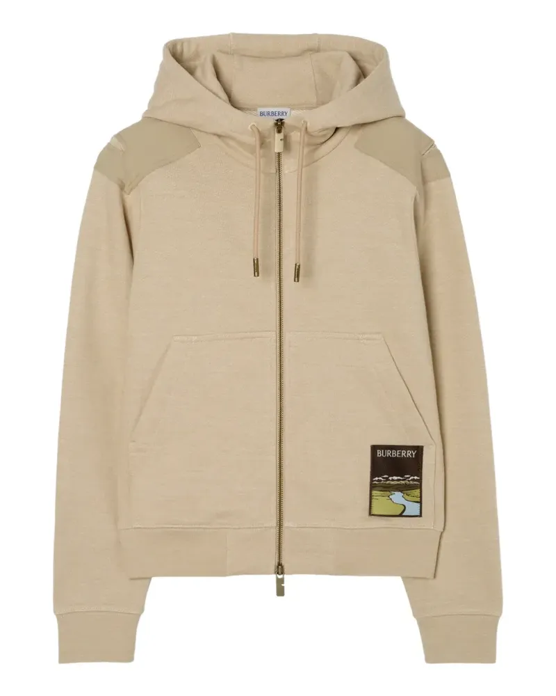 Burberry landscape-label zip hoodie - Nude Nude