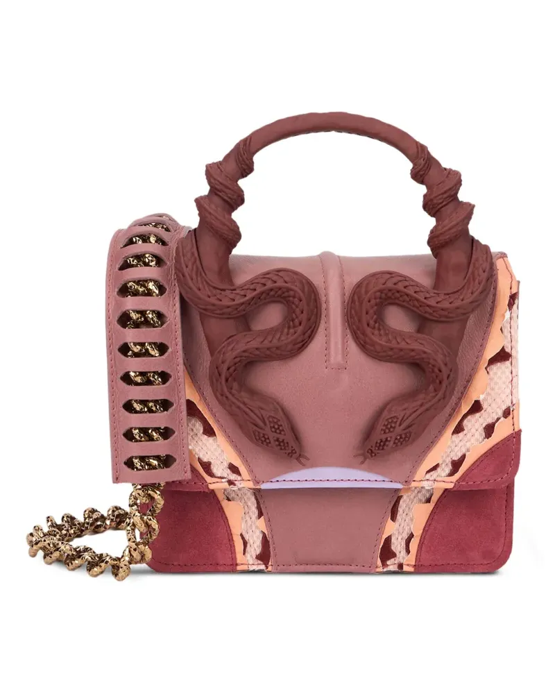 Roberto Cavalli Kleiner Tote Bag mit Schlangenverzierung - Violett Violett