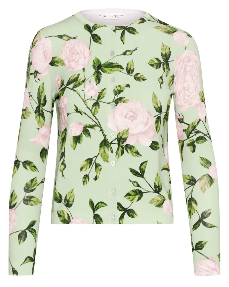 Oscar de la Renta Cardigan mit English Rose-Print - Grün Grün