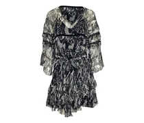 Kurzes Chiffonkleid mit Rüschen - Schwarz