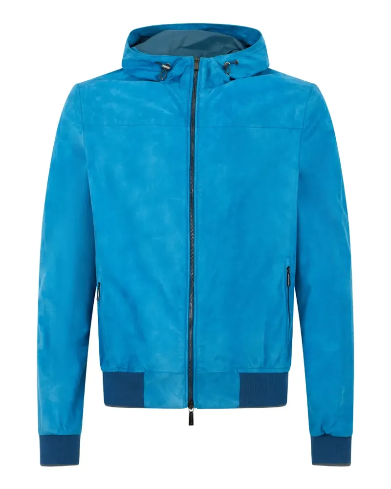 MOORER hooded leather jacket - Blau Blau