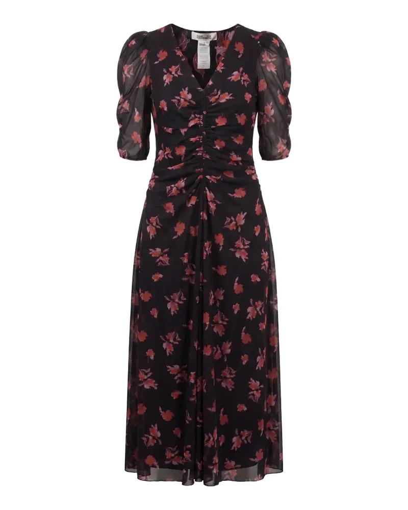Diane von Furstenberg Koren floral-print ruched midi dress - Schwarz Schwarz