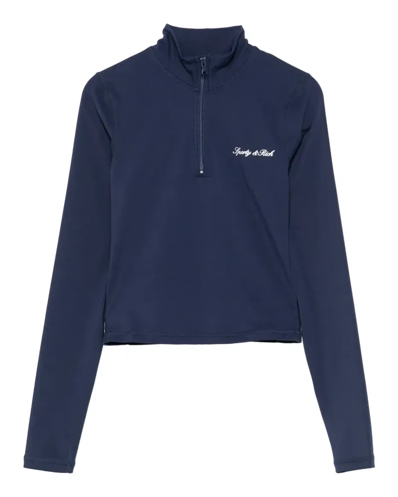 SPORTY & RICH Signature Logo quarter-zip performance top - Blau Blau