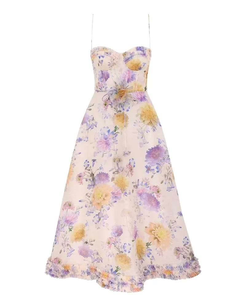 Zimmermann ruffle strappy midi dress - Nude Nude