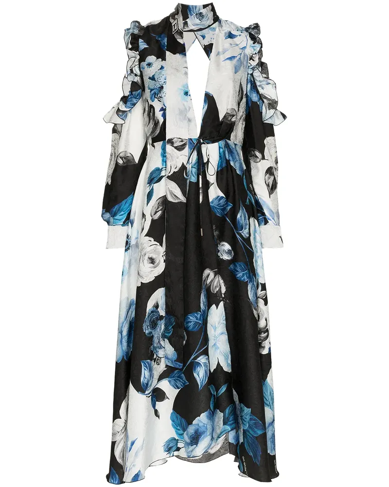 OFF-WHITE Midikleid mit Blumenmuster - Blau Blau