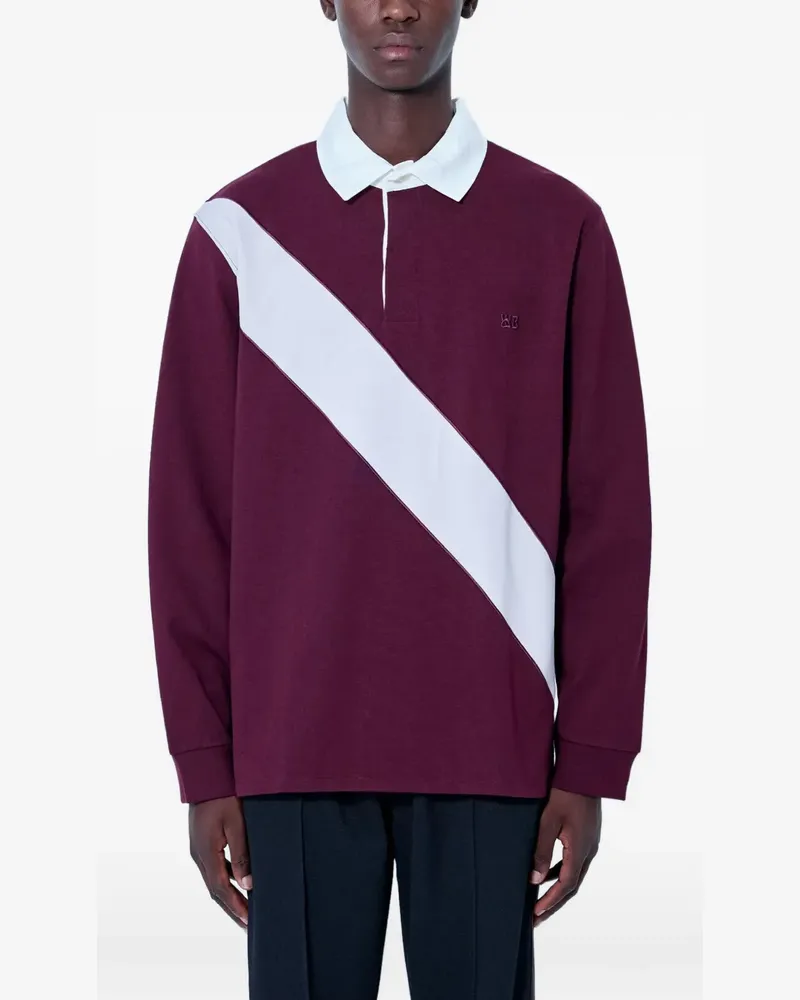 Wales Bonner diagonal-stripe long-sleeve polo shirt - Rot Rot