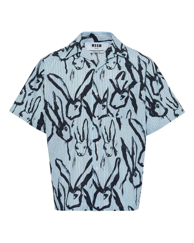 MSGM rabbit-print button-up shirt - Blau Blau
