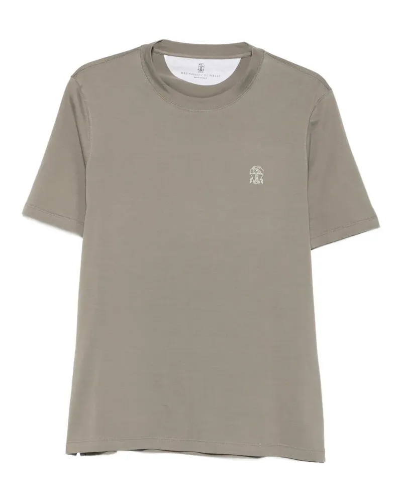 Brunello Cucinelli T-Shirt mit Logo-Print - Grün Grün