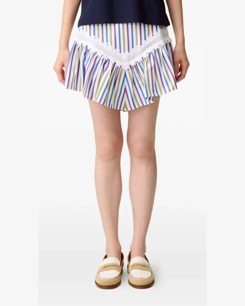 Claudie Pierlot Gestreifter A-Linien-Rock - Weiß Weiß