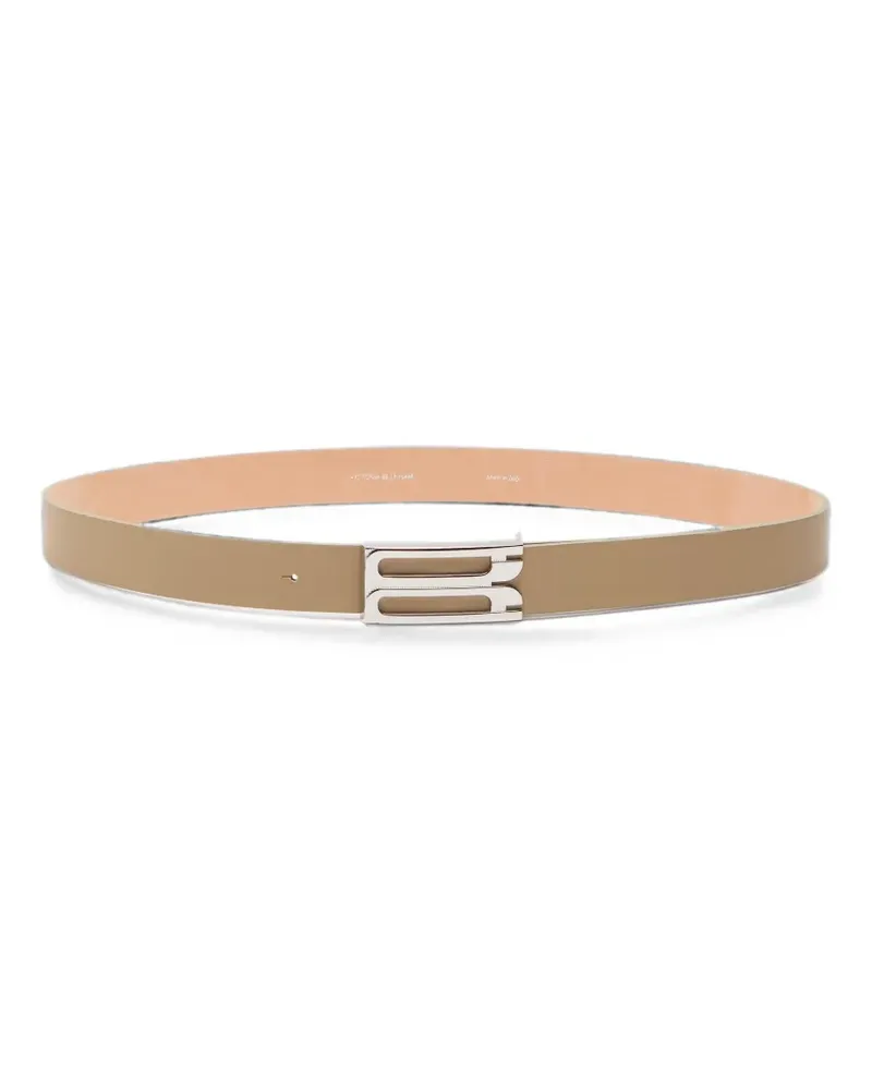 Victoria Beckham Dorian monogram-buckle leather belt - Nude Nude