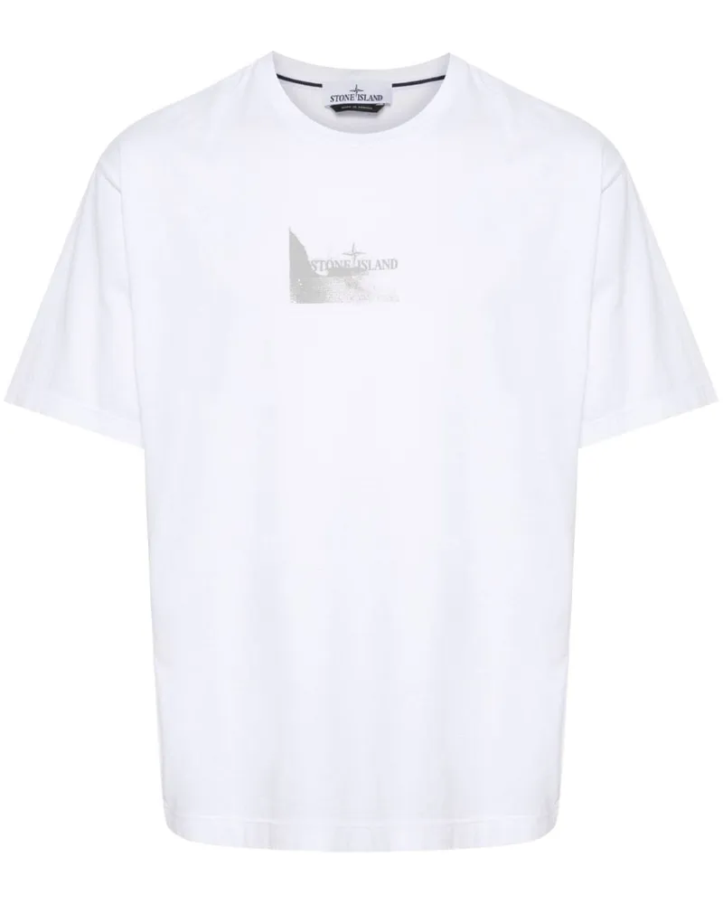 Stone Island T-Shirt mit Logo-Print - Weiß Weiß