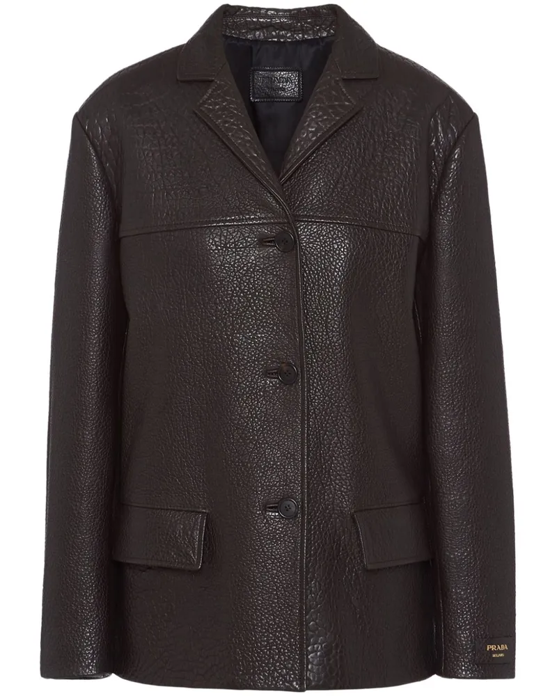 Prada Einreihige Lederjacke - Braun Braun