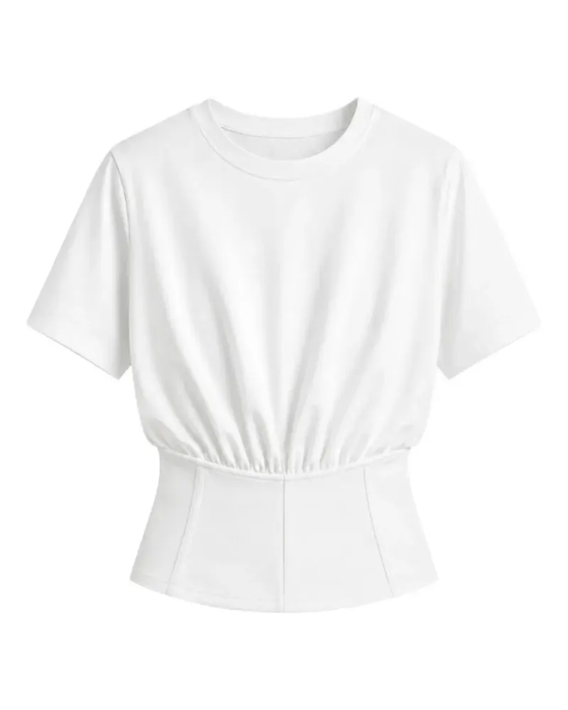 Yigal Azrouel Gerafftes Soho T-Shirt mit Schößchen - Weiß Weiß
