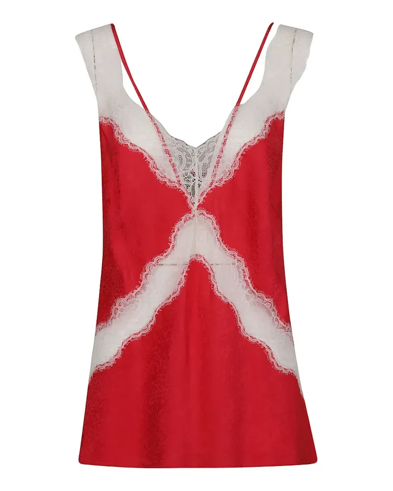 Pinko lace-trim jacquard top - Rot Rot