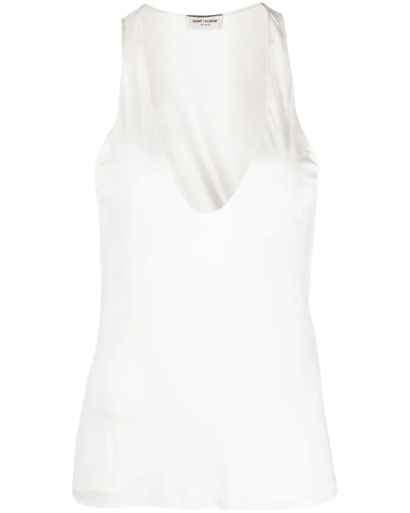 Saint Laurent Tanktop mit tiefem Satin - Nude Nude
