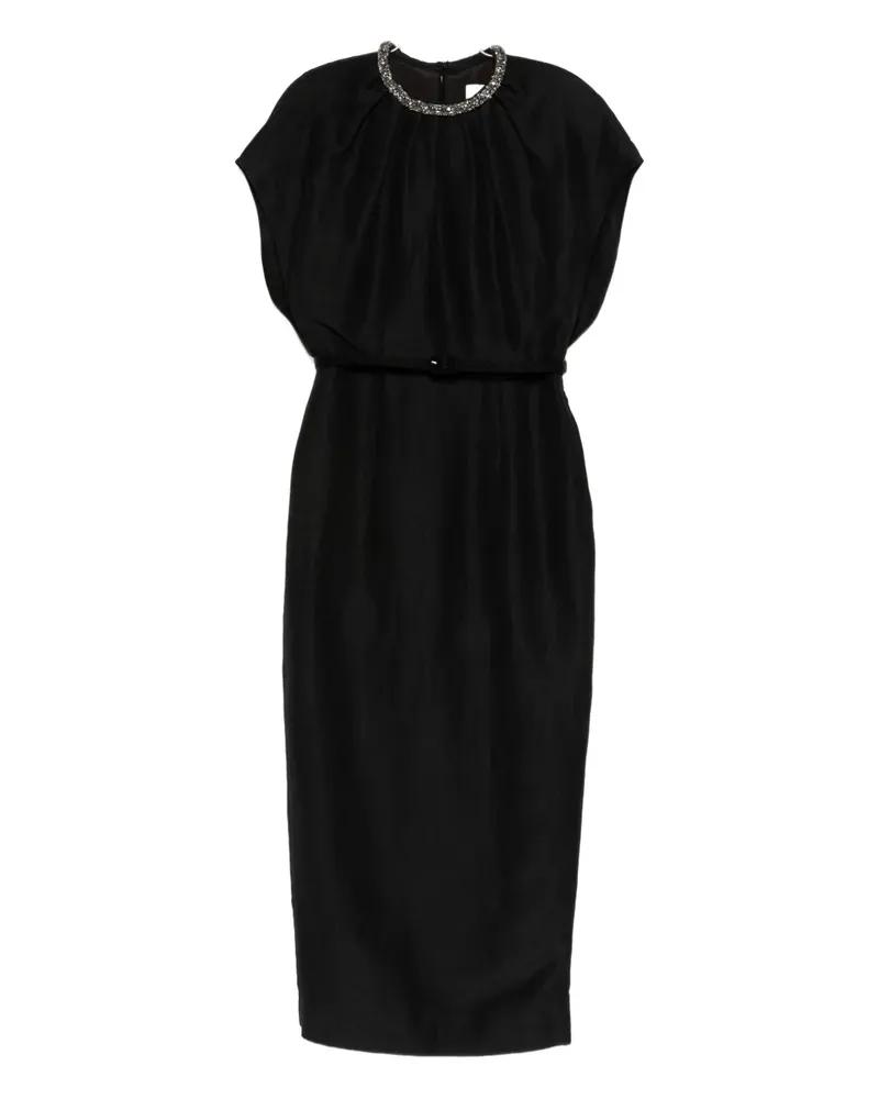 Roland Mouret Midikleid mit rundem Ausschnitt - Schwarz Schwarz