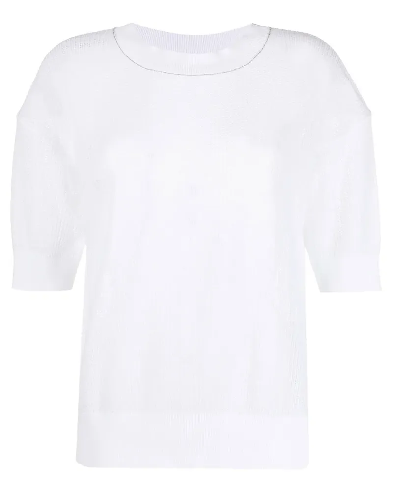 Fabiana Filippi Gestricktes T-Shirt mit transparentem Schnitt - Weiß Weiß